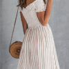 Street Striped Split Joint Off the Shoulder A Line Dresses