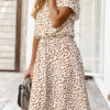 Fashion Street Print Turndown Collar A Line Dresses