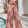 Fashion Street Print V Neck Loose Jumpsuits