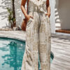 Fashion Street Print V Neck Loose Jumpsuits