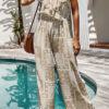 Fashion Street Print V Neck Loose Jumpsuits