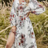 Fashion Casual Print Split Joint V Neck Dresses