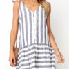 Fashion Street Striped Split Joint V Neck A Line Dresses