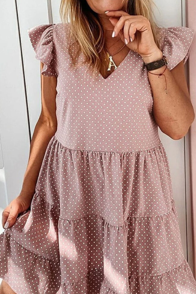 Fashion Street Dot Split Joint V Neck Princess Dresses