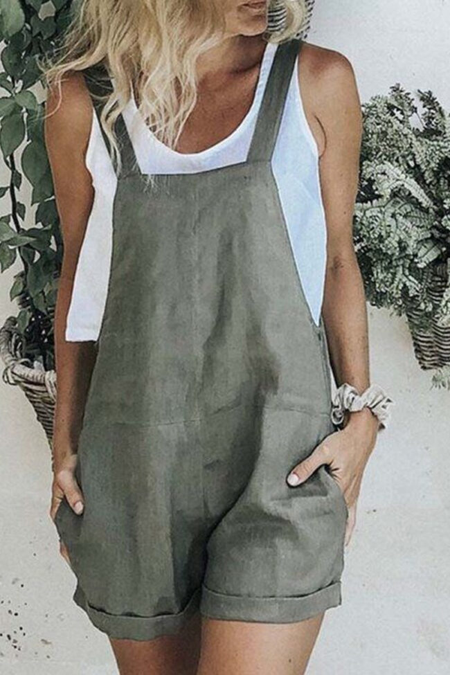 Fashion Street Solid Spaghetti Strap Straight Jumpsuits