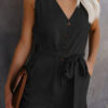 Fashion Casual Solid With Belt V Neck Straight Jumpsuits