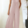 Fashion Casual Solid Frenulum O Neck Loose Jumpsuits