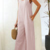 Fashion Casual Solid Frenulum O Neck Loose Jumpsuits