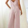 Fashion Casual Solid Frenulum O Neck Loose Jumpsuits