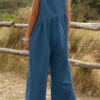 Fashion Casual Solid V Neck Loose Jumpsuits