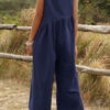 Fashion Casual Solid V Neck Loose Jumpsuits