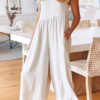 Fashion Street Solid Backless O Neck Loose Jumpsuits