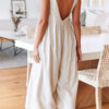 Fashion Street Solid Backless O Neck Loose Jumpsuits