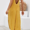 Fashion Street Solid Backless O Neck Loose Jumpsuits