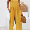 Fashion Street Solid Backless O Neck Loose Jumpsuits