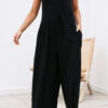 Fashion Street Solid Backless O Neck Loose Jumpsuits