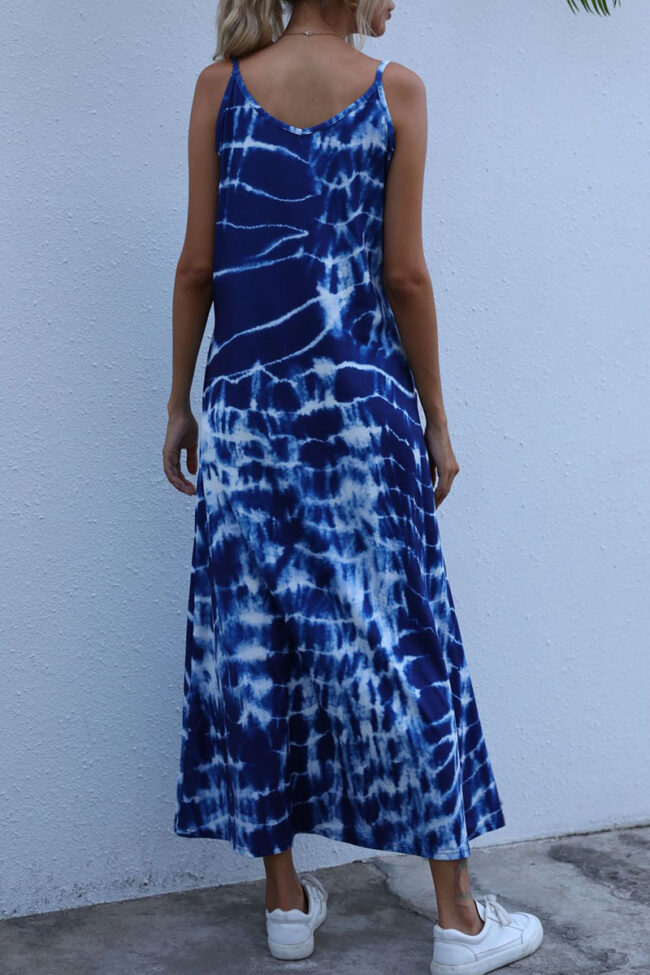 Fashion Street Tie Dye V Neck Straight Dresses