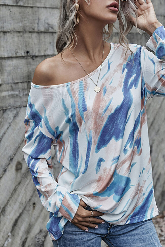 Fashion Sweet Print O Neck Tops