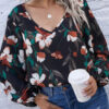 Fashion Casual Print V Neck Tops