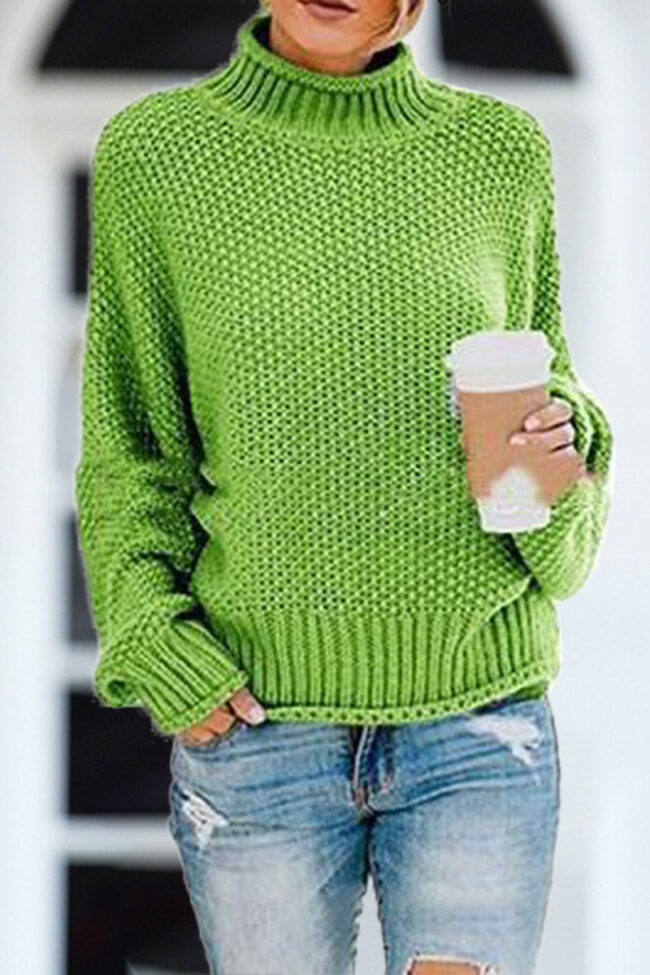 Fashion Street Solid Pullovers Half A Turtleneck Tops