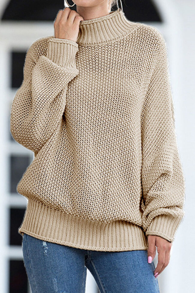 Fashion Street Solid Pullovers Half A Turtleneck Tops