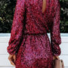 Fashion Street Solid Sequins Frenulum O Neck A Line Dresses