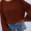 Fashion Casual Solid Split Joint O Neck Tops