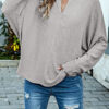 Fashion Solid V Neck Tops