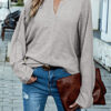 Fashion Solid V Neck Tops