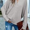 Fashion Solid V Neck Tops