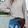 Fashion Solid V Neck Tops