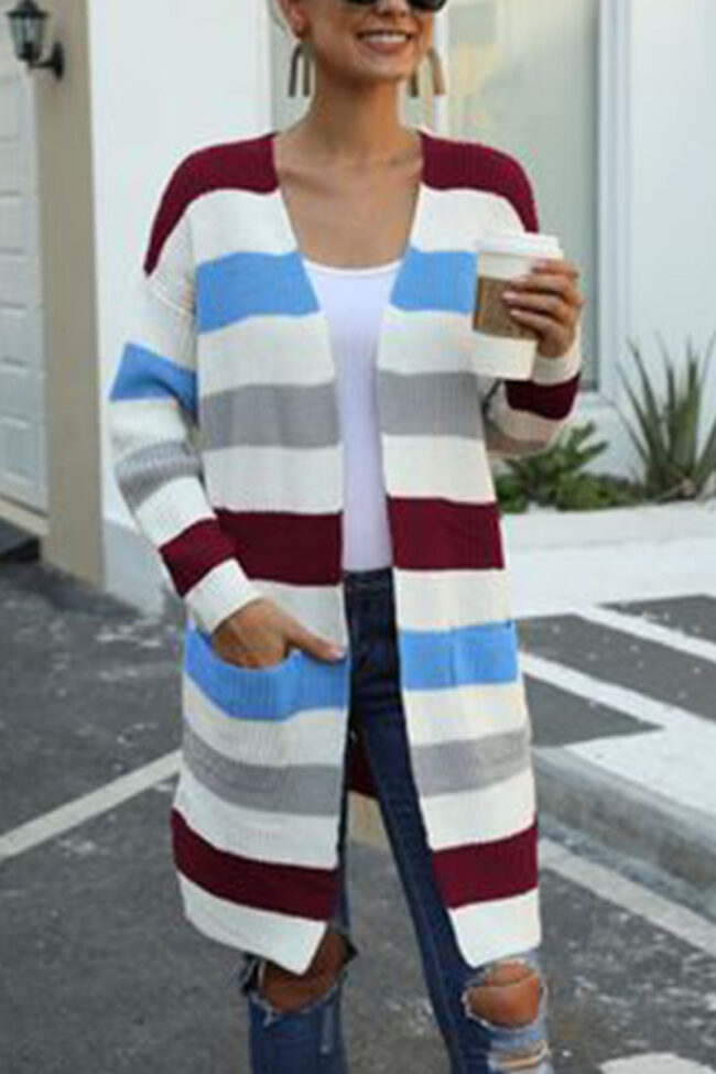 Fashion Street Striped Split Joint Tops