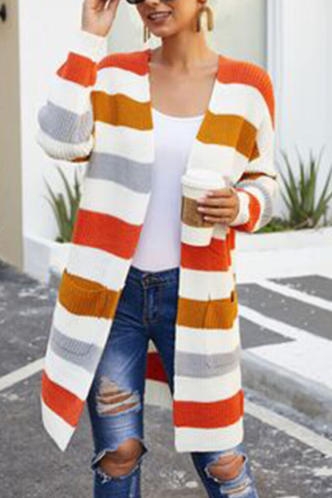 Fashion Street Striped Split Joint Tops