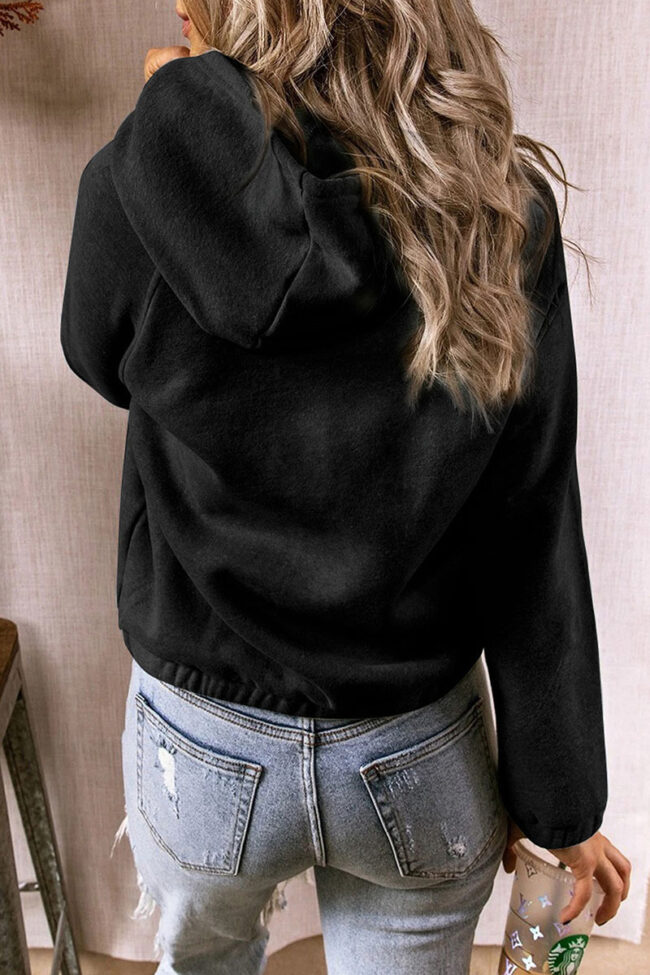 Fashion Casual Solid Hooded Collar Tops