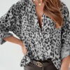 Fashion Street Leopard Split Joint Mandarin Collar Tops