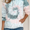 Fashion Casual Print Tie-dye Hooded Collar Tops