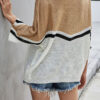 Fashion Street Striped Split Joint O Neck Tops