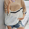 Fashion Street Striped Split Joint O Neck Tops