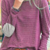 Fashion Street Striped Split Joint O Neck Tops