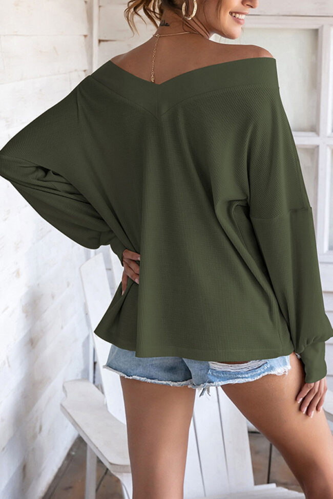 Fashion Casual Solid V Neck Tops