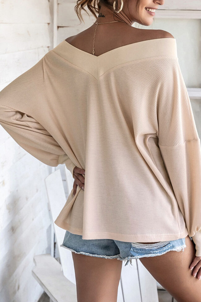 Fashion Casual Solid V Neck Tops