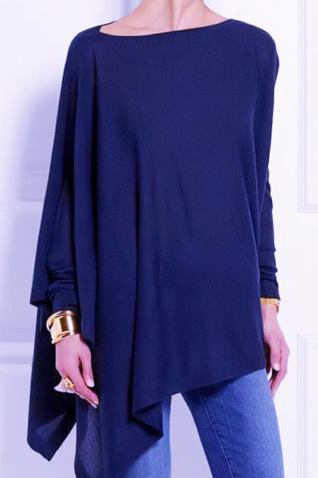 Fashion Casual Solid Asymmetrical O Neck Tops