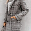 Fashion Street Plaid Split Joint Turn-back Collar Outerwear