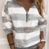 Fashion Casual Print Split Joint V Neck Tops