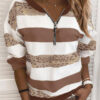 Fashion Casual Print Split Joint V Neck Tops