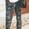 Casual Camouflage Print Loose Mid Waist Bottoms