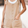 Fashion Sweet Solid Frenulum Spaghetti Strap Loose Jumpsuits