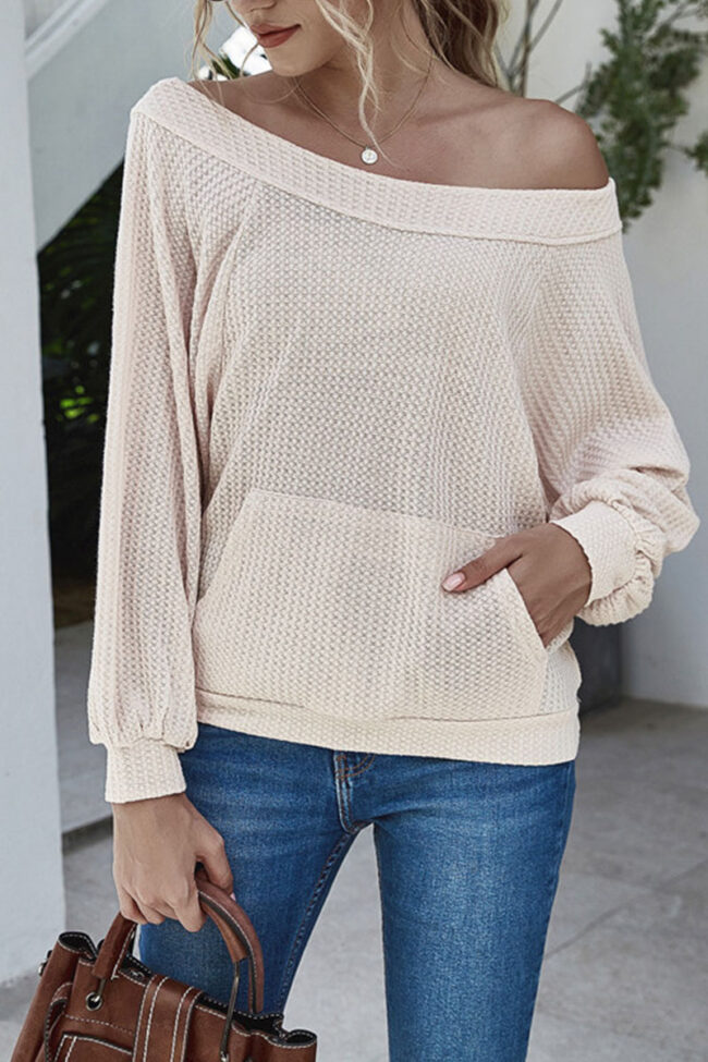 Fashion Casual Solid Split Joint Bateau Neck Tops