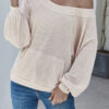 Fashion Casual Solid Split Joint Bateau Neck Tops