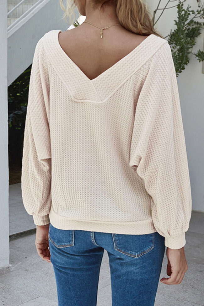 Fashion Casual Solid Split Joint Bateau Neck Tops